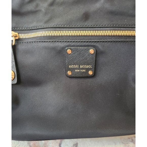 Henri Bendel Jetsetter Nylon Black & Gold Convertible Crossbody Bag - Picture 2 of 10